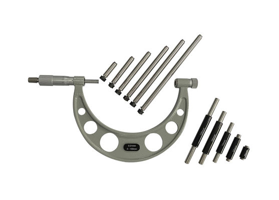 0-150mm Interchangeable Anvils Outside Micrometer With Ratchet Thimble For Easy Application