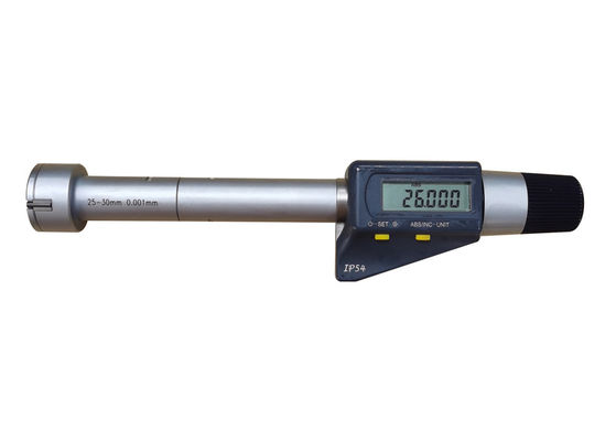 25-30mm Three Point Internal Micrometer with IP54 Protection and Metric/Inch Conversion