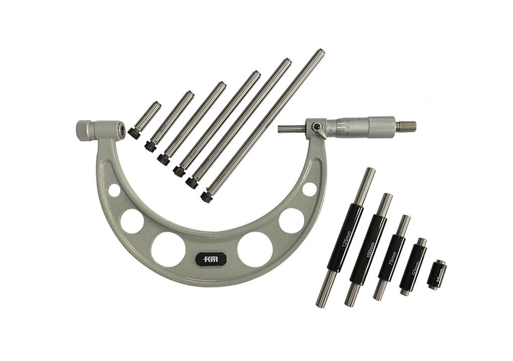 0-150mm Interchangeable Anvils Outside Micrometer With Ratchet Thimble For Easy Application