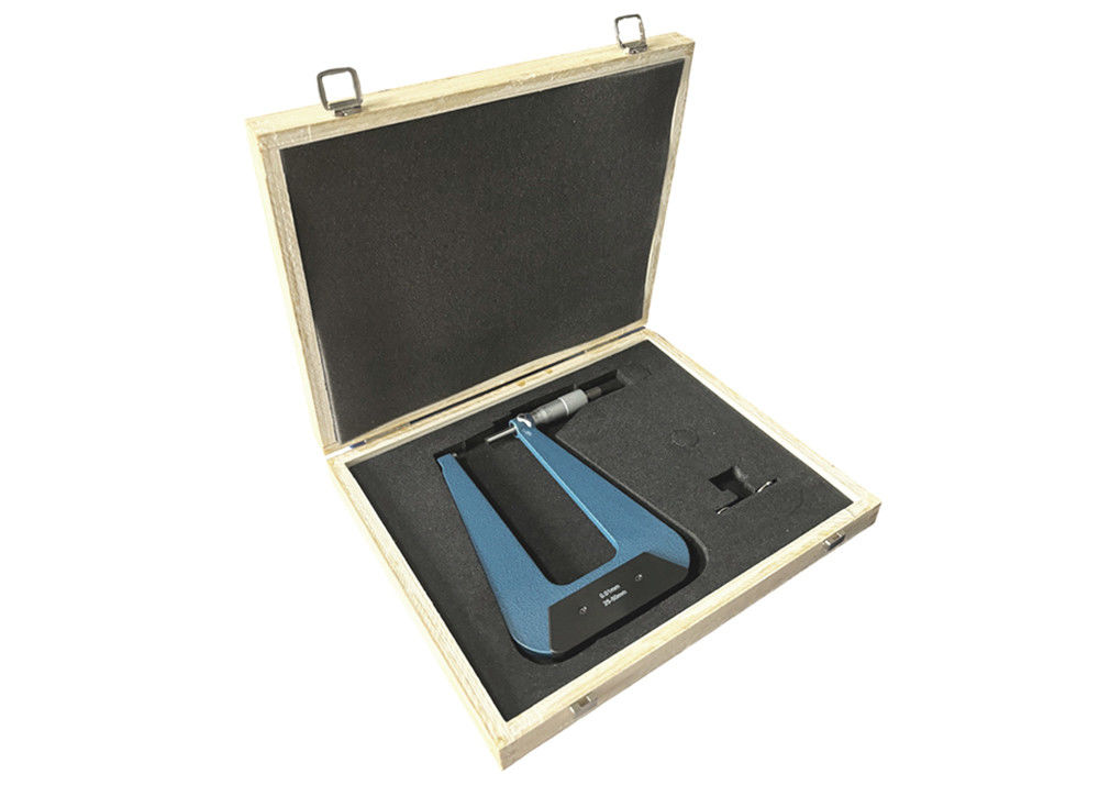 High Precision Deep Throat Micrometer with Ratchet Stop and Carbide Measuring Face