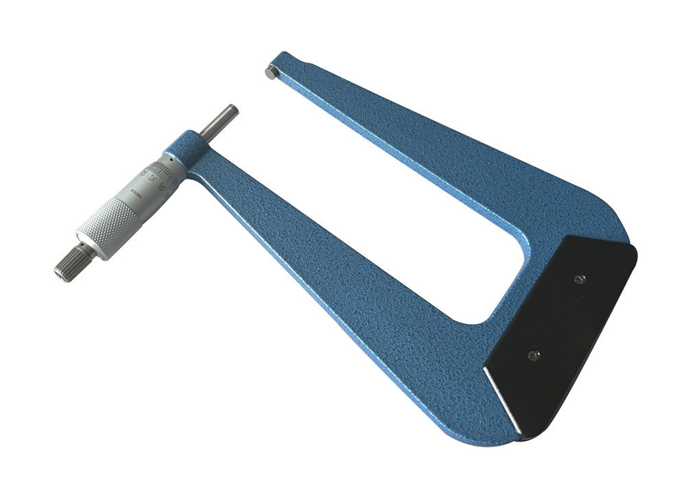 High Precision Deep Throat Micrometer with Ratchet Stop and Carbide Measuring Face
