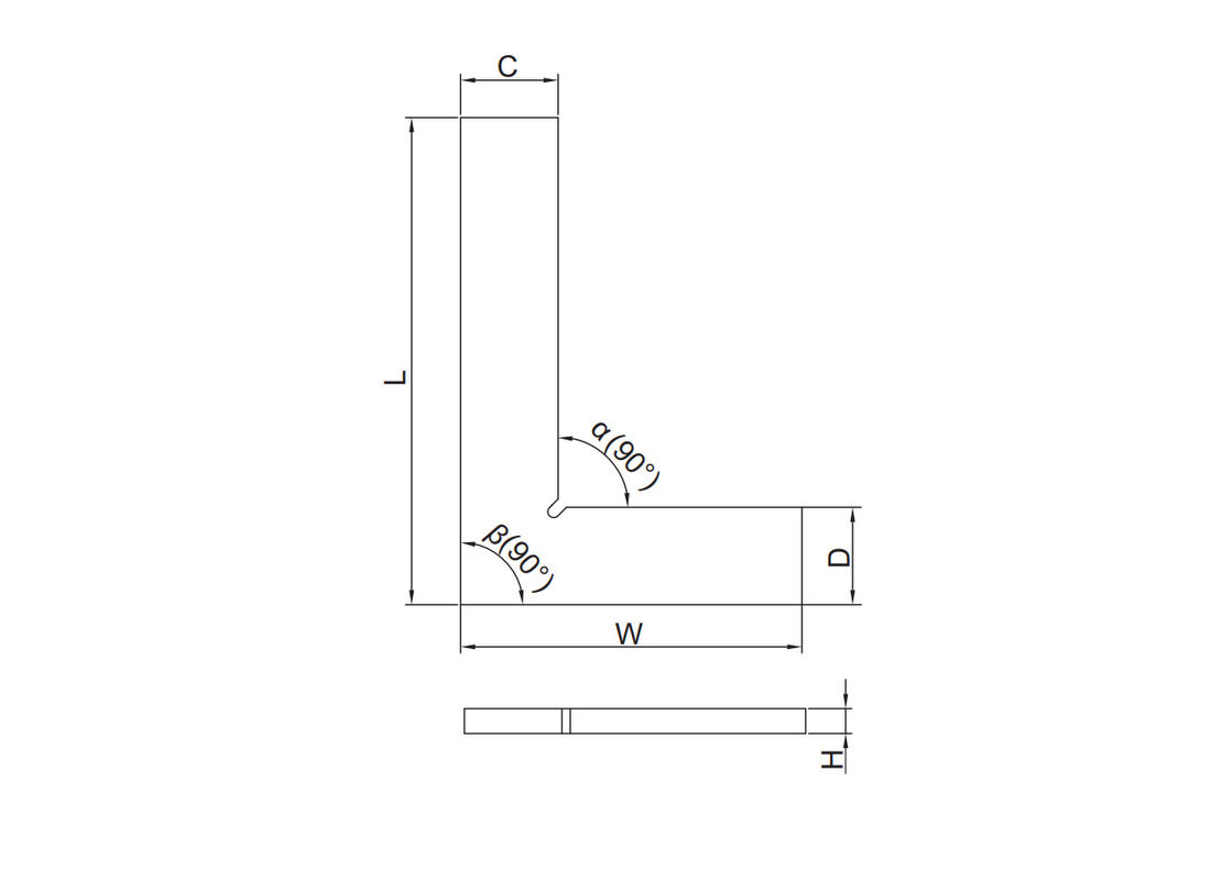 90 Degree Stainless Steel Flat Edge Square Measuring Tools