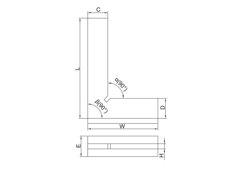 Machinist Square 90 Degree Flat Edge Square With Base And DIN 875 Grade 0