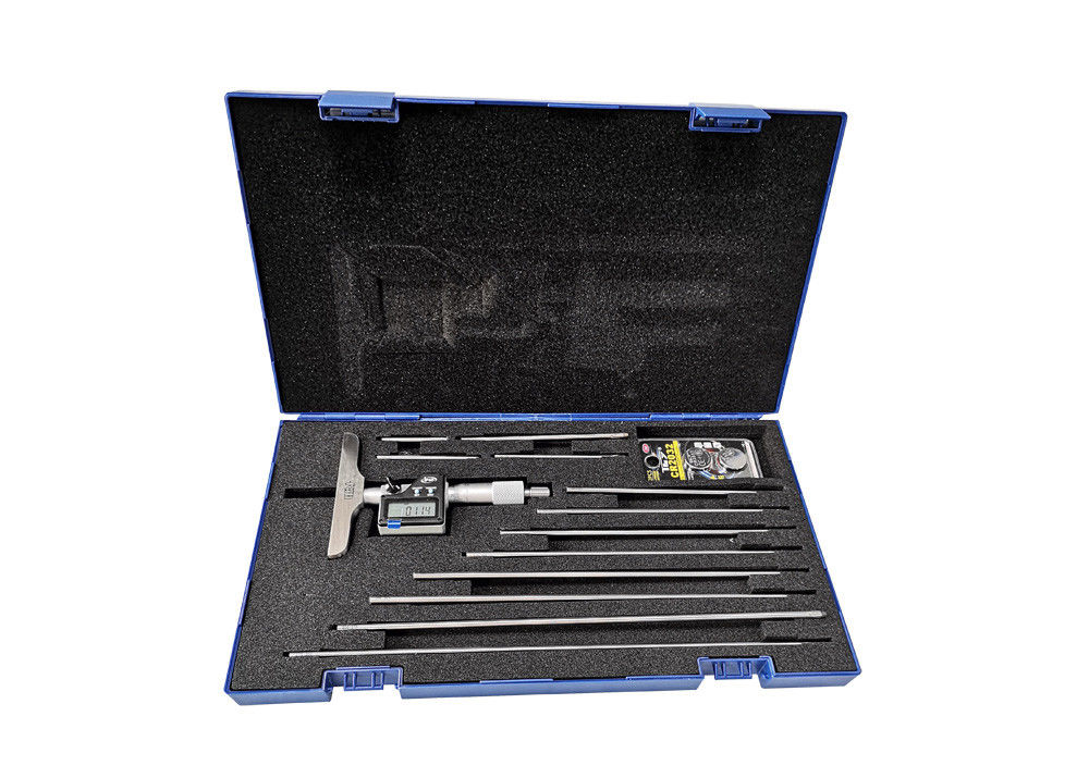 Digital Depth Micrometer 0-300mm with Interchangeable Rods for Wide Measurement