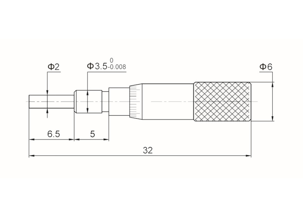 0-5mm Small Micrometer Head with Plain Stem and Flat Measuring Measuring Face