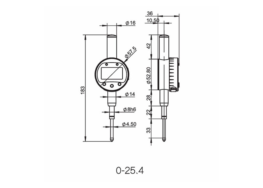 Wholesale IP65 Protection Grade High Precision 0-25.4mm/0-1″ Digital Indicator with Data Output for Mechanical Engineering Inspection